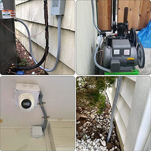 1 inch 100ft Liquid-Tight Conduit and Connector Kit,Flexible Non-Metallic Liquid Tight Electrical Conduit Kit with 5 Straight and 3 90-Degree Connector Fittings,OD 1.28 Inch - size: 1inch 100ft