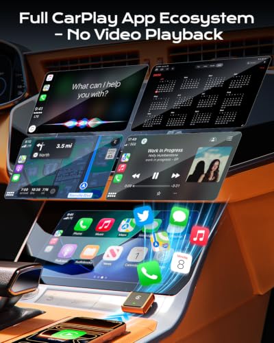 Mini Wireless CarPlay Adapter for iPhone Apple, USB-A/C Plug & Play - color: Cosmic Orange
