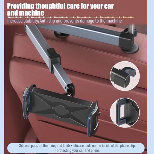 Car Headrest Tablet Holder, 360° Adjustable Vehicle Backseat Tablet Mount Road Trip Essentials for Kids, Automotive Seat Back Headrest Phone Stand, Fits Most 4.7-15" Devices (Gunmetal) - color: Gunmetal