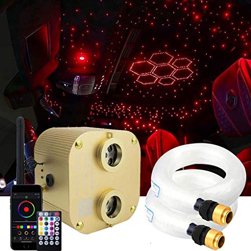 AZIMOM Bluetooth 20w Upgraded Fiber Optic Lights Twinkle Star Ceiling Lighting Kits 700pcs*0.03in*9.8ft Fiber Strands Dual Port RGBW Sound Remote Control Light Source Home Indoor Car Ceiling Décor - size: Star+700pcs*0.03in*9.8ft