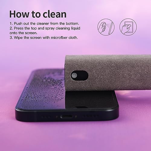 CUIUD Screen Cleaner Kit 4 Pcs, Two in One Screen Cleaner Spray and Wipe, Touchscreen Mist Cleaner Spray Bottle for Phone/Laptop/Tablet/TV/Monitor/Car Screens - color: 4 Pcs(Grey+Pink+Blue+Purple)