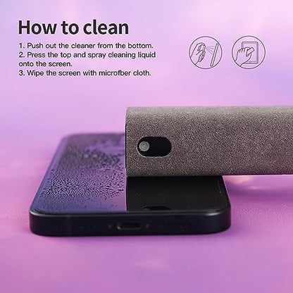 CUIUD Screen Cleaner Kit 4 Pcs, Two in One Screen Cleaner Spray and Wipe, Touchscreen Mist Cleaner Spray Bottle for Phone/Laptop/Tablet/TV/Monitor/Car Screens - color: 4 Pcs(Grey+Pink+Blue+Purple)
