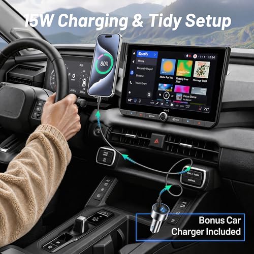 Phone Holder for 2026 Toyota RAV4 (ONLY Fits 12.9" Screen), MagSafe Car Mount Charger, Magnetic Phone Holder, 15W Wireless Charging, Car Adapter Included, 360° & Hands Free, RAV-4 Interior Accessories - size: Toyota RAV4 | 2026 (12.9" Screen)