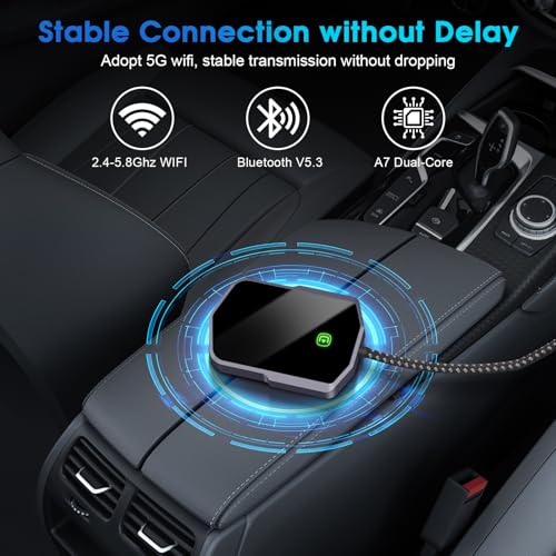 Wireless Carplay Adapter for Apple iPhone Converts Wired to Wireless Carplay Dongle Plug & Play Low Latency Car Play Adapter Mini Car Play Dongle for iOS 10+ Fit for Cars USB A/C (Dark Gray) - color: Dark Grey