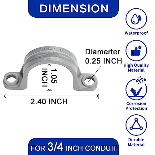 (30 Pack) Yariwiz 3/4 inch Plastic PVC Flex Electrical Conduit Strap Clamp Fittings - style: 3/4" Strap-30 Pack
