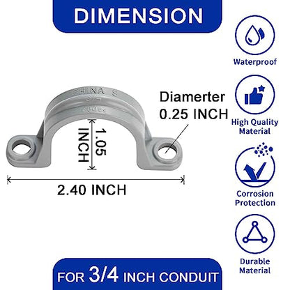 (30 Pack) Yariwiz 3/4 inch Plastic PVC Flex Electrical Conduit Strap Clamp Fittings - style: 3/4" Strap-30 Pack