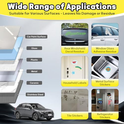 Adhesive Remover Spray with Scraper & Towel - Goo & Glue Gone Remove Stickers, Labels, Tape Residue from Car Paint, Glass, Tile - Safe Multi-Surface Formula - 100ml/3.4oz