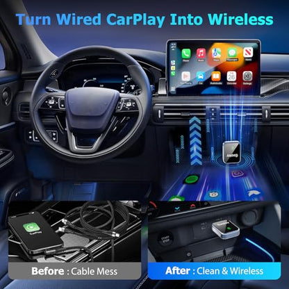 Wireless CarPlay Adapter for iPhone, Mini USB CarPlay Wireless Adapter for Factory Wired Apple CarPlay - size: Large