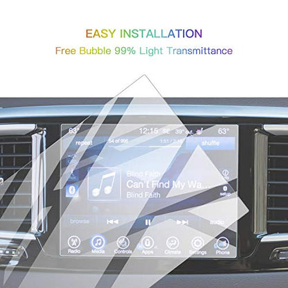 SKTU Screen Protector Foils for 2017-2020 Chrysler Pacifica Uconnect Navigation Display Tempered Glass 9H Hardness Anti Glare & Scratch HD Clear LCD GPS Touch Screen Protective Film (8.4In) - color: 2017-2020 Chrysler Pacifica 8.4In
