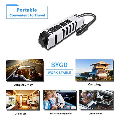 BYGD 150W Car Power Inverter, DC 12V to 110V AC Car Plug Converter - color: 8963WHITE