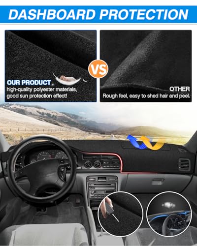 Cartist Black Dash Cover for Honda Civic 1996-2020 Dashboard Cover Mat - size: Honda Civic 1996-2000