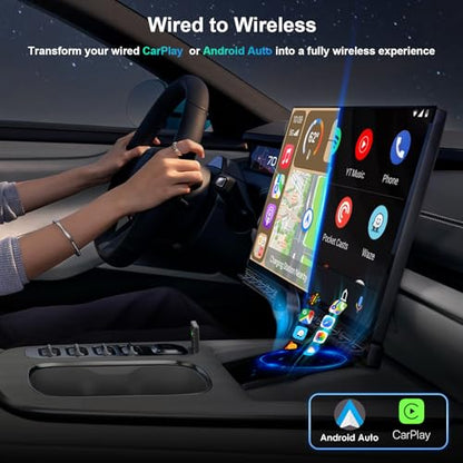 Wireless carplay Adapter for iPhone, for Apple carplay Wireless Adapter, for Android Auto Wireless Adapter, 2 in 1 Auto Wireless CarPlay Dongle, Plug & Play, for iPhone iOS 10+/ Android 11+