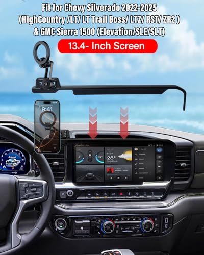 PZK Car Phone Holder for 2022-2026 Chevy Silverado/GMC Sierra 13.4'' Screen - color: Magsafe, size: 2022-2026 Silverado /GMC Sierra (Extension Rod)
