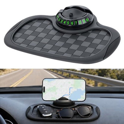 Car Anti-Slip Mat, 360° Rotating Universal Phone Holder for Car Dashboard - color: Black & Gray