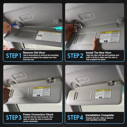 ItranMc Sun Visor Driver&Passenger Side for 2008-2013 Toyota Highlander - color: (Gray)Left & Right Side