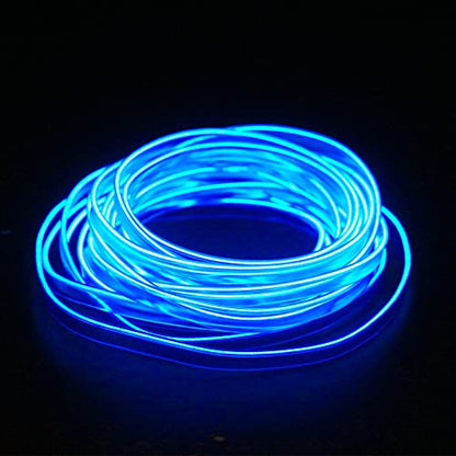 Keiurot Blue EL Wire Neon Light, 16FT USB 5V for Car Interior Trim - color: Blue