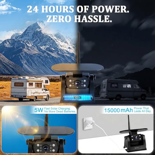 X7 Wireless Solar Magnetic Backup Camera for RV Truck - 15000mAh Battery Magnetic Hitch Camera 7” Monitor 320FT Range - 5th Wheel Hitch Gooseneck Travel Boat Horse Trailer Truck - size: 7" Monitor w/ Cam