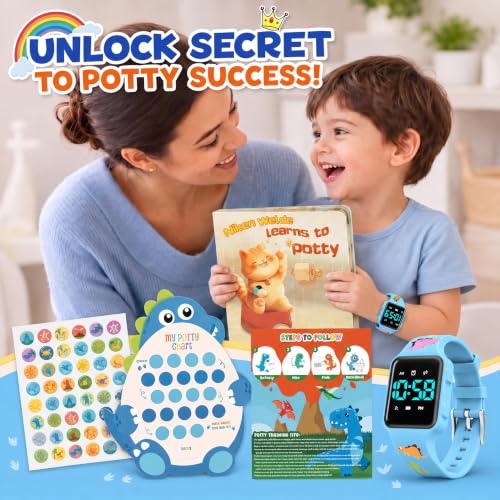 BEN NEVIS Potty Training Watch, Digital Toddler Watch with Countdown/Music/Alarm Clocks/Vibration Reminder and Waterproof, Remind Toddler to Go to The Toilet - color: 03-DinosaurWorld