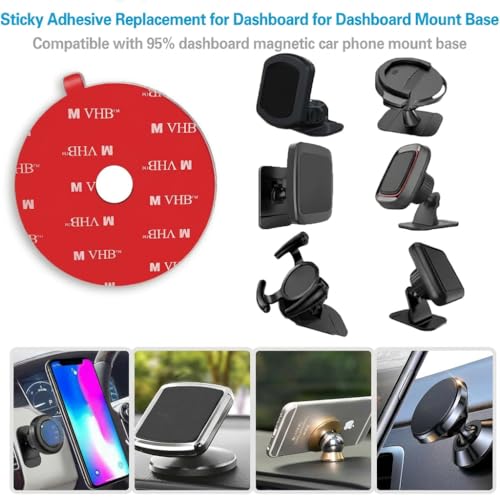 Double Sided Adhesive Pads,Made of V HB 5952,Car Mount Sticky Pad Replacement.Sticky Dash Cam Mounting Tape.Heavy Duty Tape Sticker for Dashboard &Daily Use.Waterproof,Heat-Resistant.Round,6 PCS - style: Center Hole