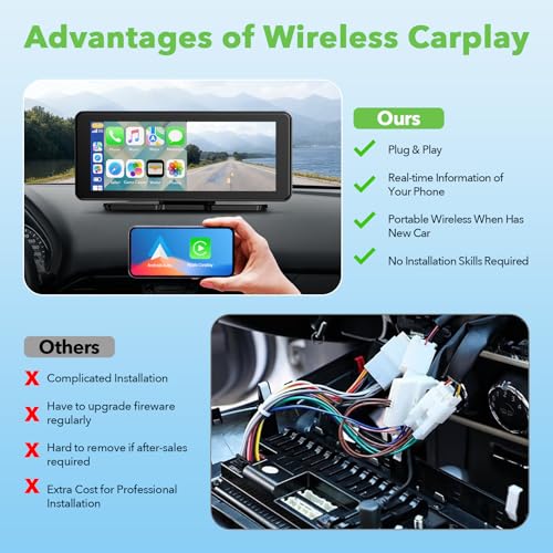TOGUARDGO 6.86" CarPlay Screen with Dual Dash Cam 2.5K Front 1080P Rear
