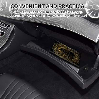Car Registration and Insurance Card Holder Wallet, Gothic Celestial Black Cat Vehicle Document Organizer for Glove Box, Auto License & ID Card Holder Case, Slim Multi-Slot Car Paper Organizer - color: Gothic Celestial Black Cat