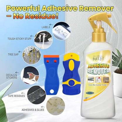 Adhesive Remover Spray, Goo & Glue Remover, Quickly Dissolves Glue & Sticky Residue, Surface Safe for Car, Glass, Windows & Floors, Removes Stickers, Labels, Tape, Decals, Gum & Wax, 6.8 fl oz (200ml)