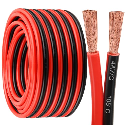4 Gauge Wire - 50FT 4AWG 2 Conductors Copper Wire Battery Cable Oxygen Free Copper Wire for Solar Panel, Automotive, Trailer, RV and Speaker (4 Gauge 50feet) - size: 50 FT, style: 4 AWG