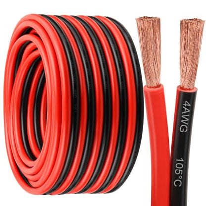 4 Gauge Wire - 50FT 4AWG 2 Conductors Copper Wire Battery Cable Oxygen Free Copper Wire for Solar Panel, Automotive, Trailer, RV and Speaker (4 Gauge 50feet) - size: 50 FT, style: 4 AWG