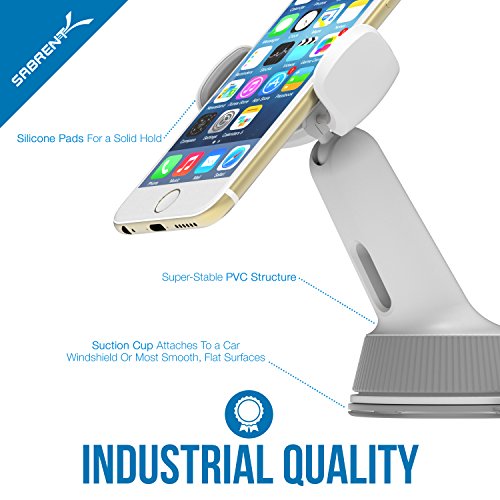 Sabrent Universal Car Window/Dash Mount Holder for Most Smartphones Devices [White] (CM-SPHW)
