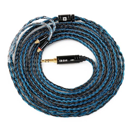 6ft IEM Cable MMCX 3.5mm, KBEAR ST16-Plus 2m Upgrade 16-Strand Headphone Extension, Silver-Plated Earbuds Wire for Shure SE215/SE425/SE535/SE846, TinHiFi T2/T4 - color: BlackBlue, style: 3.5 MMCX