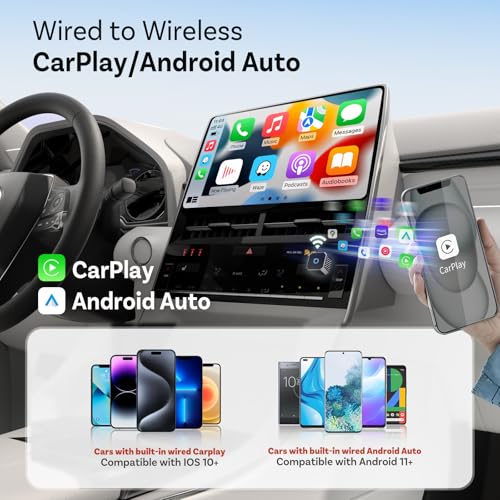 OTTOCAST Mini 3.0 (Pot) 2025 2-in-1 Wireless CarPlay/Android Auto Adapter, 5GHz WiFi, Auto Connect for 2016+ Cars - color: Black