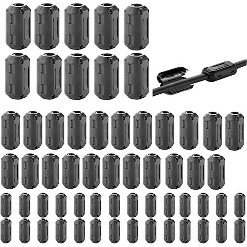 Tamicy 60 Pcs Clip-on Ferrite Ring Core RFI EMI Noise Suppressor Cable Clip