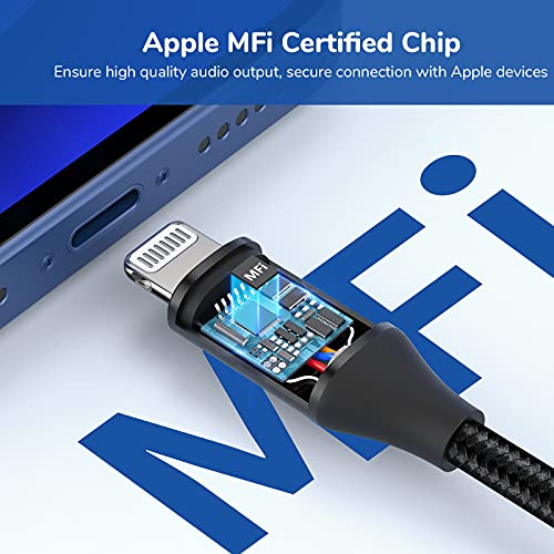 Genuine Apple MFI Certified Aux Cord - 3.3FT iPhone Aux Cord for Car Stereo, Speaker, Headphone Compatible with iPhone 14/14 Pro/14 Pro Max/13/12/11/XR/X/8