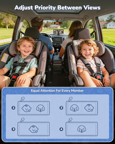 Baby Car Camera for 2 Kids | 6.86" 1080P IPS Dual-Camera Split Screen Monitor - 360° Rotation IR Night Vision - USB Powered Headrest Mount Baby Car Cam - size: 6.86-inch + Dual Cameras
