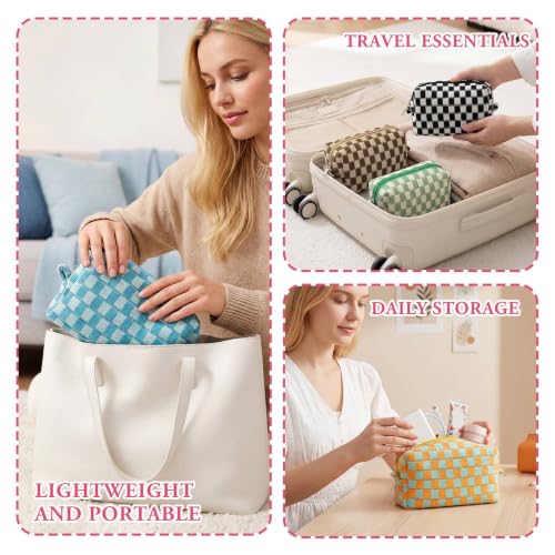 Gilprop 8 Pcs Checkered Makeup Bag Small Cosmetic Pouch Bulk,Colorful 1 - color: Colorful 1