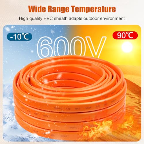 10/2 Wire with Ground - 10FT 10 Gauge NM-B Non-Metallic Sheathed Cable 100% Pure Copper 10 AWG 2 Conductor Residential Indoor Wire for Outlets, Switches, Other Loads and Lighting Wiring Projects etc. - size: 10FT, style: 10AWG/2