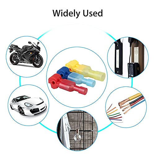 60Pcs 30Pairs T Tap Wire Connectors, 22-10 AWG Quick Splice Electrical Wire Terminals, Insulated Male Quick Disconnect Spade Terminals Assortment Kit, AWG 22-18, 18-14, 12-10