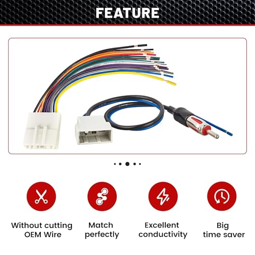 RED WOLF Car Radio Wiring Harness W/Antenna Adapter Select for 2008-2013 Nissan Armada Pathfinder Rogue, 2011-2014 Subaru Impreza Install Aftermarket 20 PIN Stereo Wire Cable Connector Adaptor