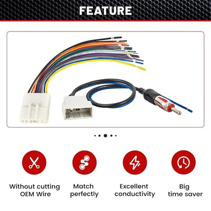 RED WOLF Car Radio Wiring Harness W/Antenna Adapter Select for 2008-2013 Nissan Armada Pathfinder Rogue, 2011-2014 Subaru Impreza Install Aftermarket 20 PIN Stereo Wire Cable Connector Adaptor