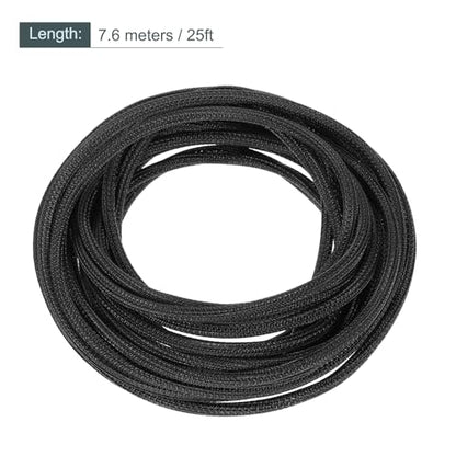 MECCANIXITY Split Sleeve Wire Loom 1/8" 25Ft Black Self Wrapping Braided Sleeve UL94-V2 Fireproof PET Sleeving for Automotive, Home Cable Management - color: Black, size: 1/8 Inch x 25Ft