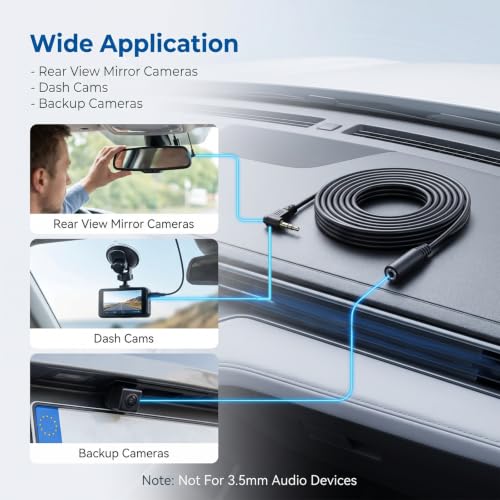 2.5mm Dash Cam Rearview Backup Camera Extension Cord (6.5 Ft Thicker) 90 Degree Male to Female Extension Adapter Wire for Car SUV Truck General-Purpose 4/5 Pin Dashcam Reverse Cam