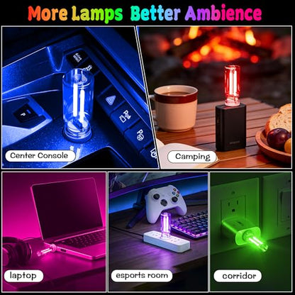 4 PCS USB Touch Dimmable Retro Glass Bottle Car Night Light - color: 1Red&1Blue&1Purple&Pink