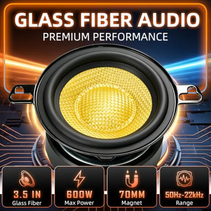 3.5" Speakers 800W Glass Fiber Cone Woofer 3.5 Inch Speaker Car Audio - color: 3.5in yellow