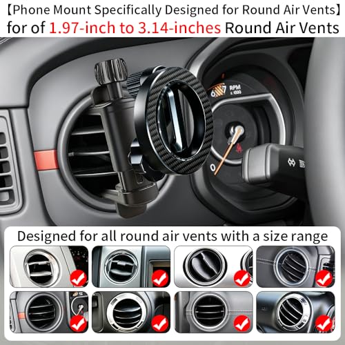 Car Magnetic Phone Holder for Jeep Wrangler 2007-2025 JL JK JKU 4XE ，Gladiator 2020-2025 JT，Compass 2011-2016 Interior Circle Air Vent Accessories Cell Cellphone Mount Magnet Stand Mobile Cradle