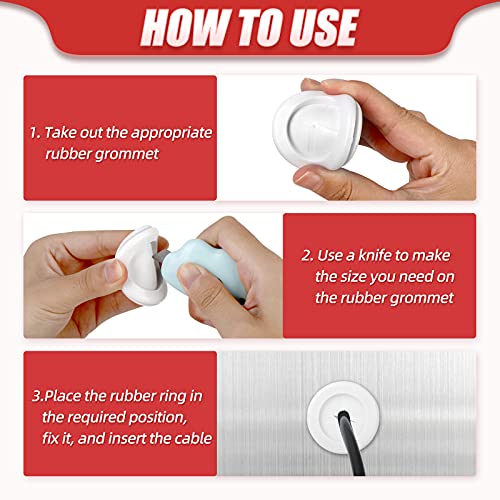 63Pcs Rubber Grommet Kit, Drill Hole Firewall Hole Plugs Wire Protection with Cable Sticky Tape, 6 Sizes 5/8" 13/16" 7/8" 1" 1-3/16" 1-1/2"(White) - size: White Rubber Grommet Kit