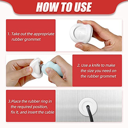 63Pcs Rubber Grommet Kit, Drill Hole Firewall Hole Plugs Wire Protection with Cable Sticky Tape, 6 Sizes 5/8" 13/16" 7/8" 1" 1-3/16" 1-1/2"(White) - size: White Rubber Grommet Kit
