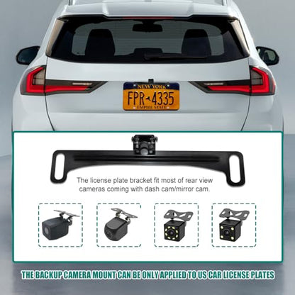 Backup Camera Mount with License Plate Holder and Universal Mirror Bracket