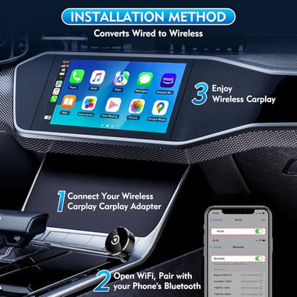 Wireless CarPlay Adapter, 2-in-1 Mini CarPlay & Android Auto Wireless Adapter, Plug & Play, Auto Connect, Car Accessories, Car Play Dongle Compatible with iPhone & Android - color: Black