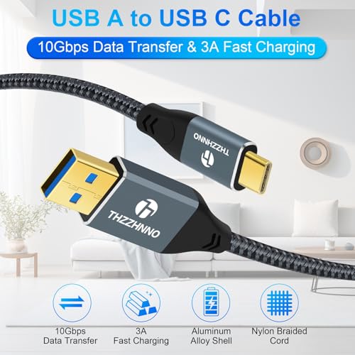 USB A to USB C Cable 3.3FT 2Pack, USB 3.1 USB 3.2 Gen2 10Gbps Data Transfer Cord for Samsung Galaxy/iPhone 15/MacBook Pro/iPad Pro - size: 3.3FT, style: 2 PACK USB A-C