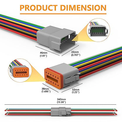 Newdeli Deutsch 12 Pin Connector Kit Waterproof Electrical Connector 16 AWG Male and Female Automotive Wire Connectors for Car Truck Boat, Dt Connector 1 Sets - size: DT Connector 1 Set 12 Pin